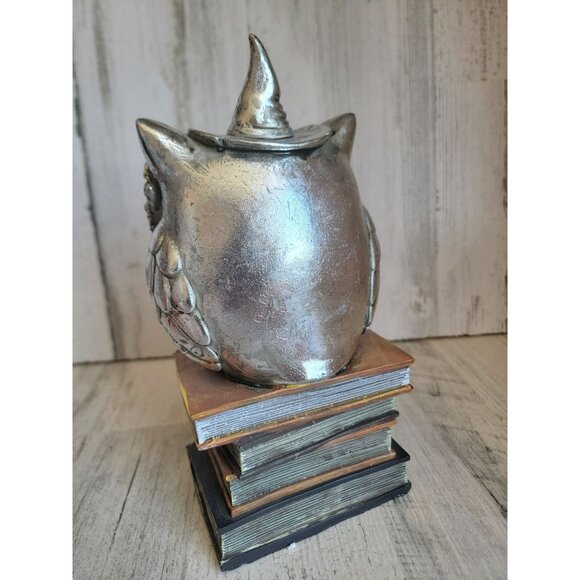 Rustic Halloween owl book stack Unique Home Decor silver - Picture 6 of 7